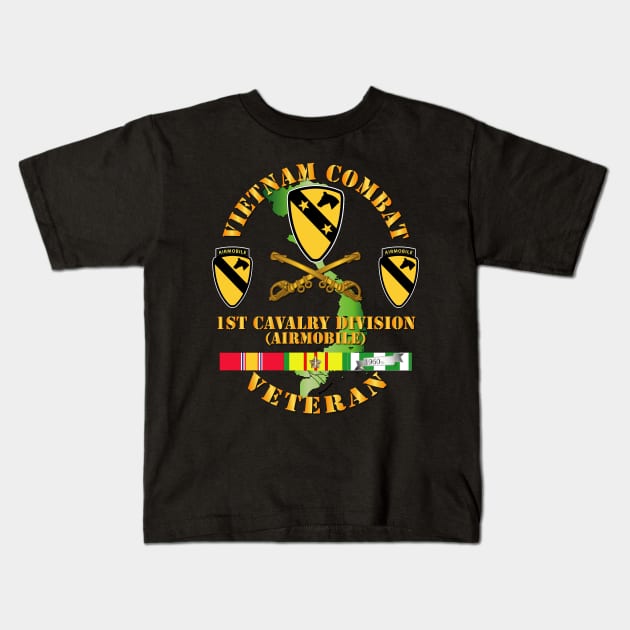 Vietnam Combat Veteran w 1st Cav DUI Kids T-Shirt by twix123844